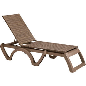 Grosfillex® Java Adj. Chaise Lounge Mochaccino Wicker Weave w/ French Taupe Resin Frame UT634181 - Pkg Qty 2