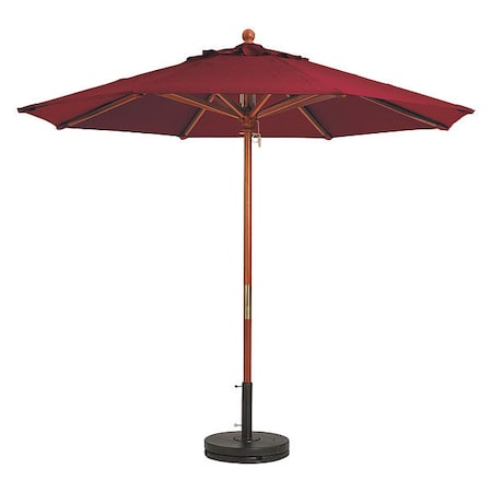 Market Wood Patio Umbrella, 9 ft., Wooden Pole, Burgundy MPN:98912731