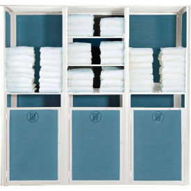 Grosfillex® Sunset Triple Unit Towel Valet Madras Blue Sling with Glacier White Frame UT036096
