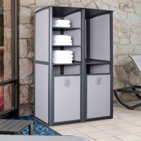 Grosfillex® Sunset Double Unit Towel Valet Solid Gray Sling with Volcanic Gray Frame UT173288