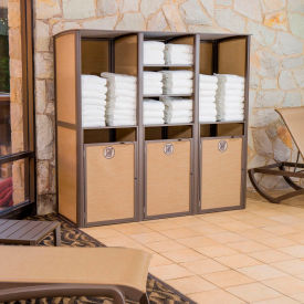 Grosfillex® Sunset Triple Unit Towel Valet Cognac Fabric with Fusion Bronze Frame UT174599
