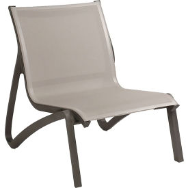 Grosfillex® Sunset Armless Lounge Chair Solid Gray Sling On Volcanic Black Frame US001288 - Pkg Qty 4