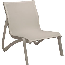 Grosfillex® Sunset Armless Lounge Chair Solid Gray Sling On Platinum Gray Frame US001289 - Pkg Qty 4