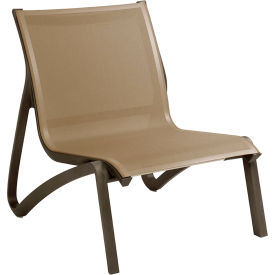 Grosfillex® Sunset Armless Lounge Chair Cognac Sling On Fusion Bronze Frame US001599