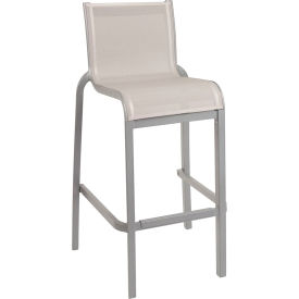 Grosfillex® Sunset Armless Barstool Solid Gray Sling On Platinum Gray Frame US300289 - Pkg Qty 8