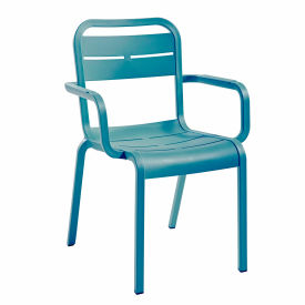 Grosfillex® Cannes Outdoor Stackable Armchair Mineral Blue UT115784 - Pkg Qty 16
