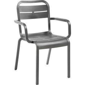 Grosfillex® Cannes Outdoor Stackable Dining Armchair Charcoal UT511002 - Pkg Qty 4