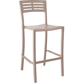 Grosfillex® Vogue Outdoor Stackable Bar Stool French Taupe UT638181 - Pkg Qty 8