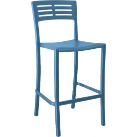 Grosfillex® Vogue Outdoor Stackable Bar Stool Denim Blue UT638680 - Pkg Qty 8