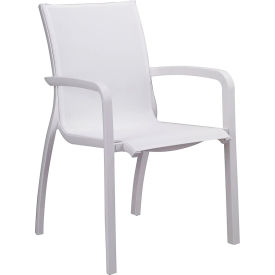 Grosfillex® Sunset Stacking Outdoor Armchair White Sling On Glacier White Frame UT664096 - Pkg Qty 4