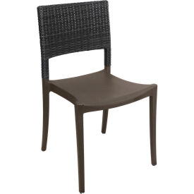 Grosfillex® Java Wicker Stacking Sidechair Charcoal UT925002 - Pkg Qty 16