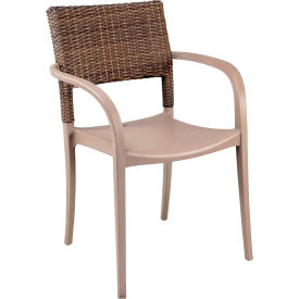 Grosfillex® Java Wicker Stacking Armchair French Taupe UT926181 - Pkg Qty 16