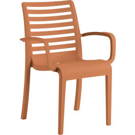 Grosfillex® Astoria Stacking Dining Armchair Teakwood Bulk Pack UT945008 - Pkg Qty 16