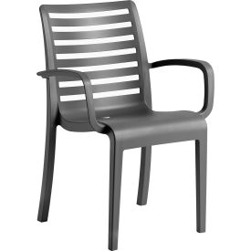 Grosfillex® Astoria Stacking Dining Armchair Charcoal UT954002 - Pkg Qty 4