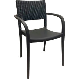Grosfillex® Java Wicker Stacking Armchair Charcoal UT986002 - Pkg Qty 4