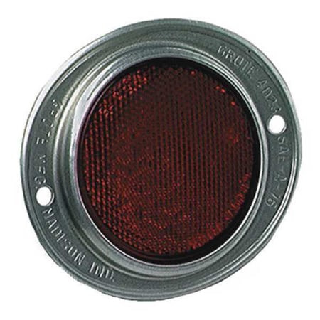 Acrylic Reflector, Round, Red, 4-11/16