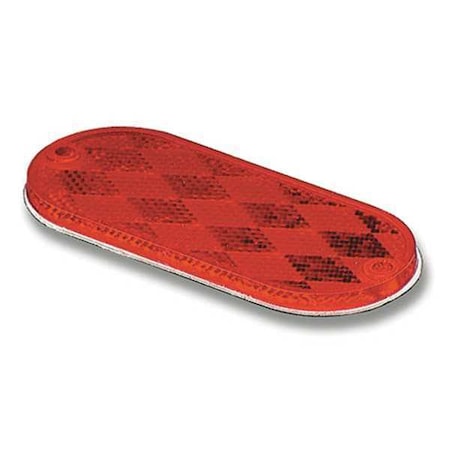 Acrylic Reflector, Oval, Red, 4-3/8