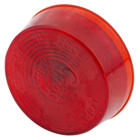 Clearance/Marker Lamp, Lens Optic, Red, Depth: 3/4