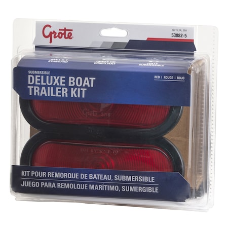 Trailer Lighting Kit, Oval, Red, 8-1/4