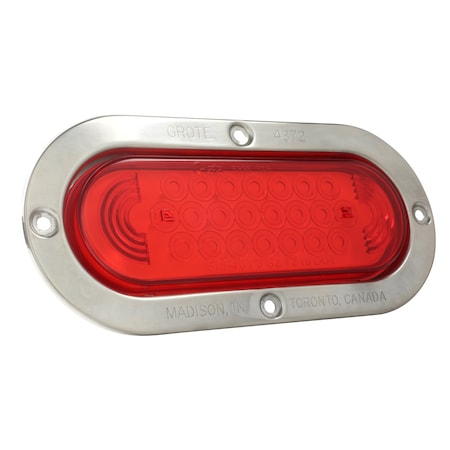 Stop/Turn/Tail Light, Oval, Red, 7-27/32