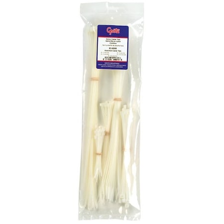 Standard Cable Tie Assort, White, PK125 MPN:83-6506