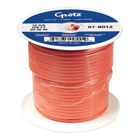 Automotive Cable, 16 AWG, Orange, 100 ft MPN:87-8212