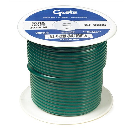 Automotive Cable, 18 AWG, Green, 100 ft MPN:87-9206