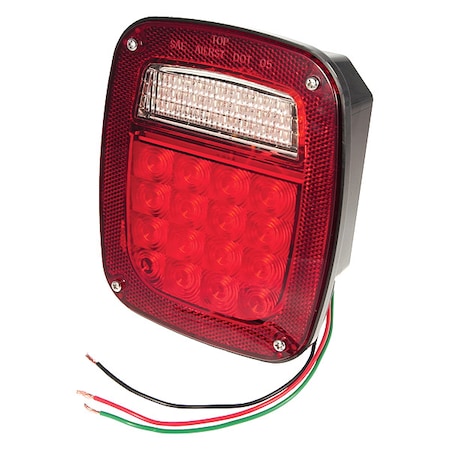 Stop/Turn/Tail Light, Square, Red, 5-3/4