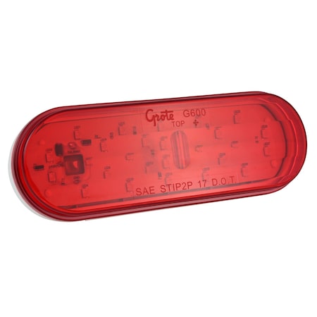 Stop/Turn/Tail Light, Oval, Red, 6-1/2