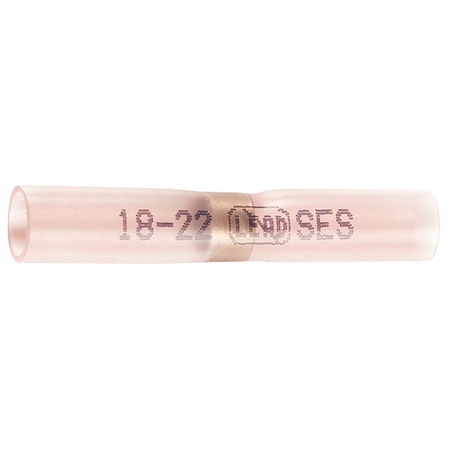 Butt Splice Wire Connector, 18 AWG Max, Red, Polyolefin Insulation, 600 V, 100 PK MPN:83-2618