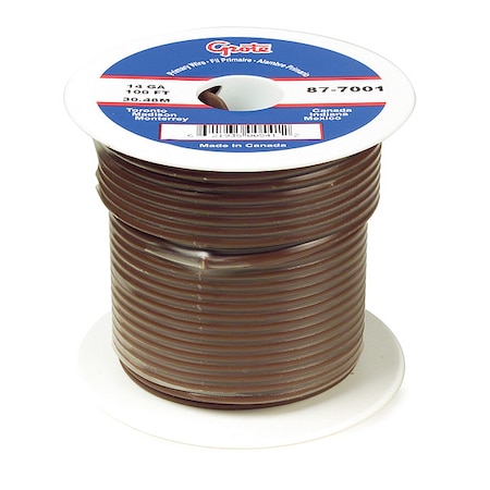 Primary Wire, GPT, 16 AWG, 1C C, Brown, PVC, Stranded, 60V, 100 ft. MPN:87-8001