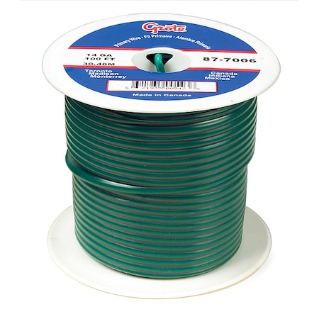 Primary Wire, GPT, 16 AWG, 1C C, Green, PVC, Stranded, 60V, 100 ft. MPN:87-8006