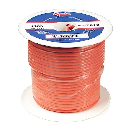 Primary Wire, GPT, 16 AWG, 1C C, Orange, PVC, Stranded, 60V, 100 ft. MPN:87-8012