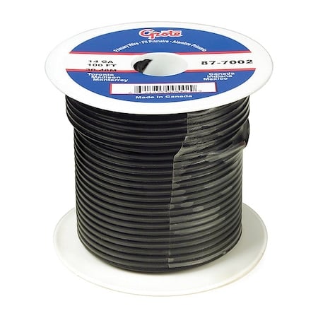 Primary Wire, GPT, 14 AWG, Copper, Black, PVC Jacket, Stranded MPN:89-7002