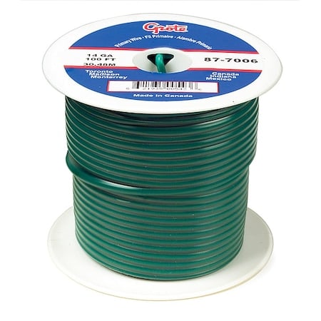 Primary Wire, GPT, 14 AWG, Copper, Green, PVC Jacket, Stranded MPN:89-7006