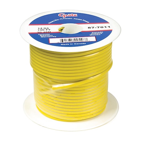 Primary Wire, GPT, 14 AWG, Copper, Yellow, PVC Jacket, Stranded MPN:89-7011