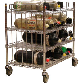 SCBA Mobile Bottle Cart Six Shelf Levels Holds 24 Bottles Chrome VBR-24
