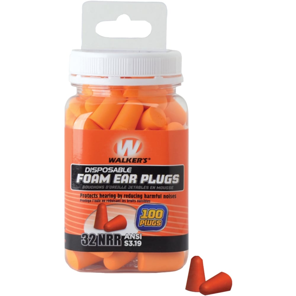 Walkers Game Ear Foam Ear Plugs, 1 Size, Red, Jar Of 100 Ear Plugs MPN:GWP-FP-50PK