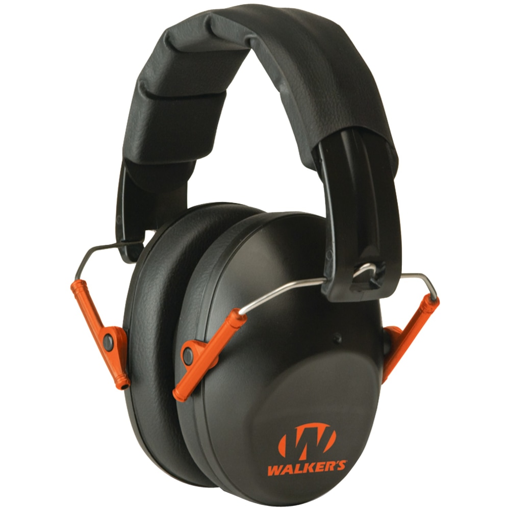 Walkers Game Ear PRO Low-Profile Folding Muff, 4-13/16 x 6-7/16 x 7-1/4, Black/Orange MPN:GWP-FPM1-BKO