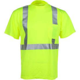 Standard Class 2 Moist Wicking Short Sleeve Safety T-Shirt Meduim w/ Logo Lime Kenco 5001-MD