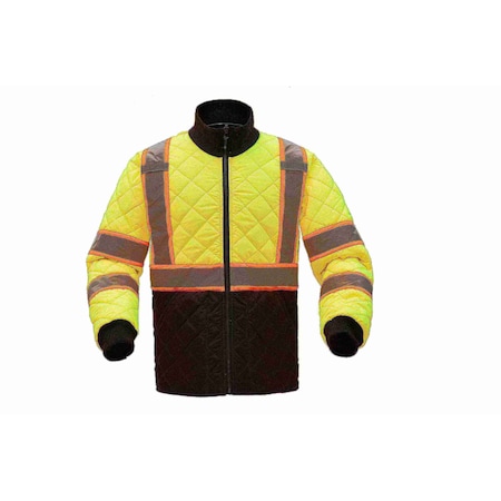 Hi-Vis Short Sleeve T-Shirt, 100% Polyester Birdseye, Lime, L MPN:5007-LG