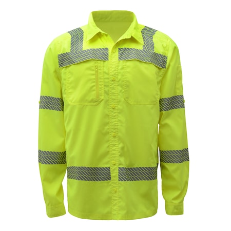 Hi-Vis Long Sleeve T-Shirt, 100% Polyester Birdseye, Lime, 5XL MPN:5113-5XL