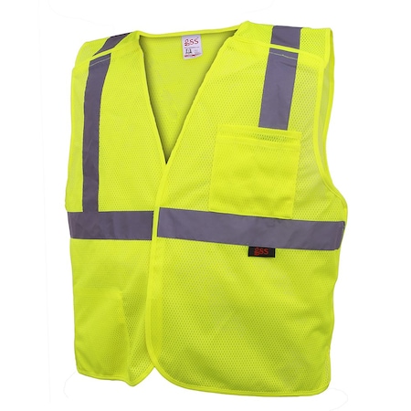 Hi-Vis Long Sleeve T-Shirt, 100% Polyester Birdseye, Lime, L MPN:5113-LG