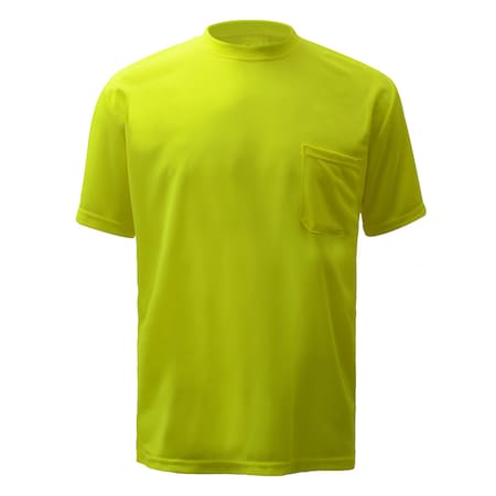 Hi-Vis Short Sleeve Safety Shirt, 100% Polyester Birdseye, Lime, 2XLT MPN:5501-TALL 2XL