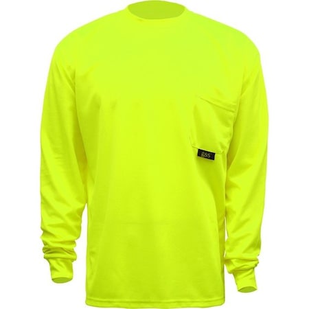 Hi-Vis Long Sleeve Safety Shirt, 100% Polyester Birdseye, Lime, L MPN:5503-LG