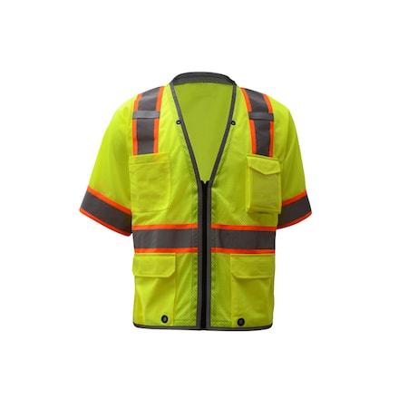 Hi-Vis Long Sleeve Safety Shirt, 100% Polyester Birdseye, Orange, XL MPN:5504-XL