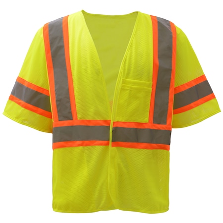 Hi-Vis Rain Jacket, 150D Oxford, Class 3 Yellow/Black, L/XL MPN:6003-L/XL