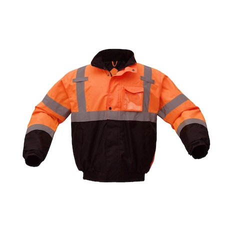 Hi-Vis Zip Front Sweatshirt with Hood, 100% Polyester Fleece, Orange, 4XL MPN:7004-4XL
