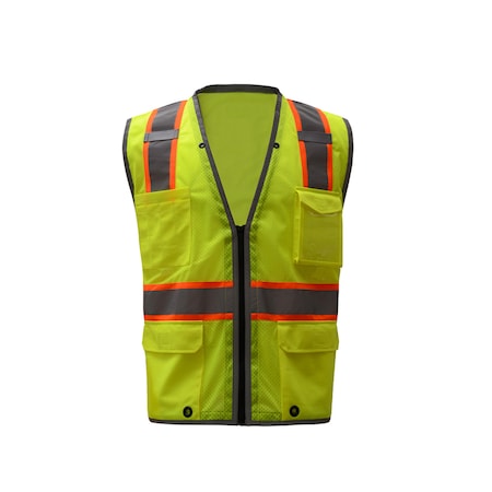 Non-ANSI Lightweight Rip Stop Button Front Shirt, 96% Polyester/4% Spandex, Lime, 4XL MPN:7507-4XL