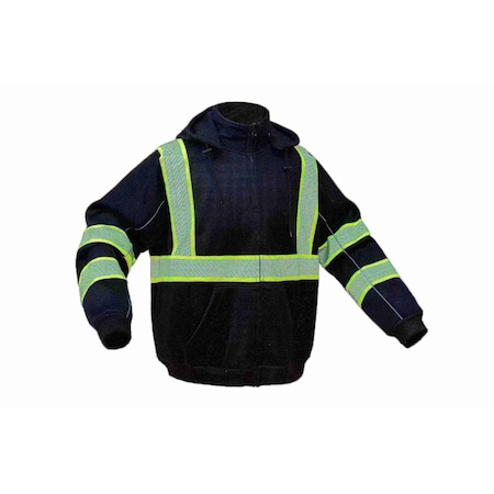 Hi-Vis Two Tone Quilted Jacket, Nylon Taffeta Shell, Class 3 Black, 2XL MPN:8009-2XL